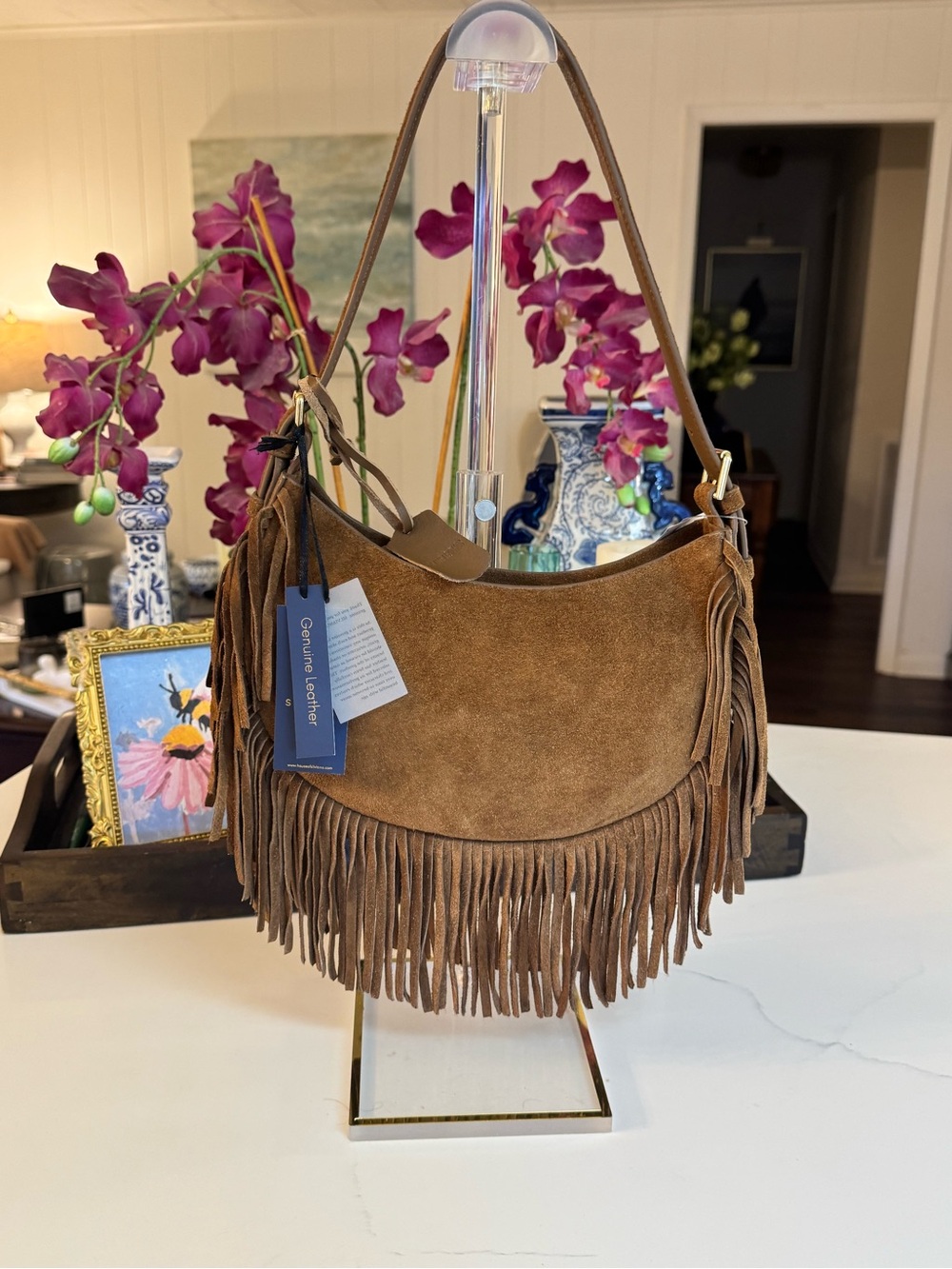 🤎 NWT SUKVANO TAN SUEDE FRINGE SHOULDER BAG!🤎🤎